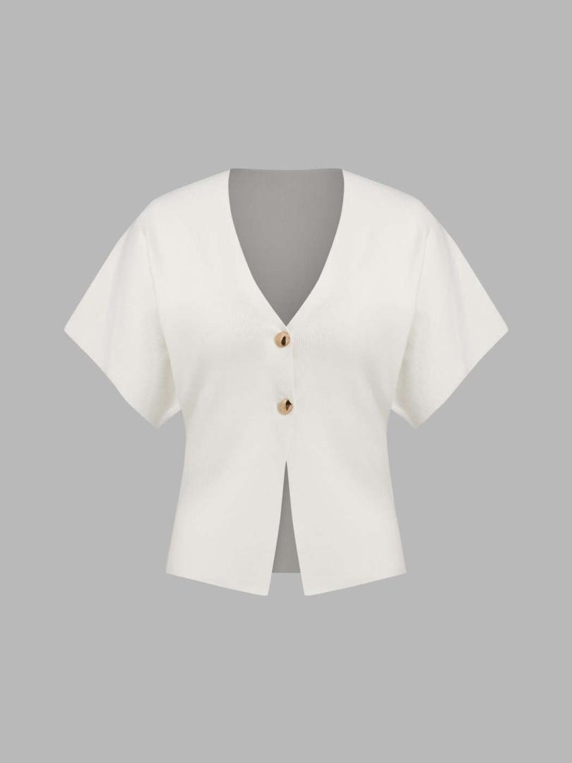 Women's Asymmetrical Two-Button Front Top