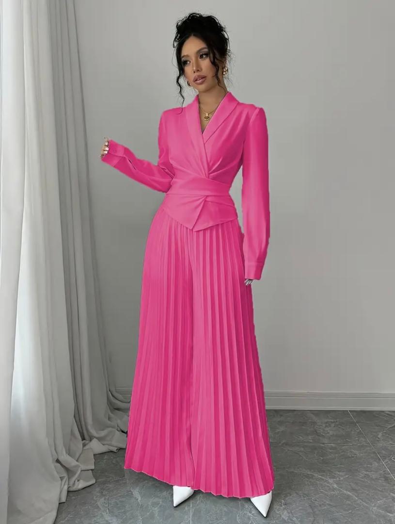 Fuchsia Pleated Maxi Dress